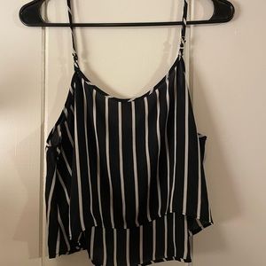 Cute black and white striped crop top